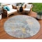Homeroots 8' Granite Gray Round Abstract Washable Indoor Outdoor Area Rug 607790 - alternate 1