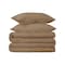 Homeroots Taupe Queen Cotton Blend 650 Thread Count Washable Duvet Cover Set 528374 - alternate 1
