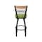 Holland Bar Stool Co Eleanor 36in Swivel Extra Tall Bar Stool, Black Wrinkle Finish, Medium Back, Canter Kiwi Green Seat 880 - alternate 2
