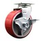 Service Caster 5 Inch Red Poly on Cast Iron Swivel Caster with Roller Bearing and Brake SCC SCC-20S520-PUR-RS-TLB - alternate 1