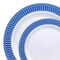 Smarty Had A Party White with Gold Spiral on Blue Rim Plastic Dinnerware Set (120 Dinner Plates+120 Salad Plates), 240PK 670BGVP-CASE - alternate 2