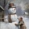 Homeroots Boy Building A Snowman Black Framed Wall Art 572084 - alternate 1