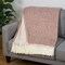 Homeroots 55" X 70" Dusty Rose And White Chevron Cotton Blend Woven Plush Throw Blanket with Fringe 633078 - alternate 2