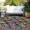 Homeroots 8' Black Yellow And Green Round Geometric Washable Indoor Outdoor Area Rug 609126 - alternate 2