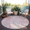 Homeroots 8' Pink Gray And Ivory Round Abstract Washable Indoor Outdoor Area Rug 600308 - alternate 1