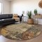 Homeroots 8' Khaki Charcoal And Terra Cotta Round Abstract Washable Indoor Outdoor Area Rug 606039 - alternate 2