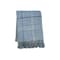 Homeroots 50" X 67" Denim Blue And White Cotton Blend Woven Plaid Throw Blanket with Fringe 633069 - alternate 1