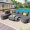 Homeroots Two Piece Outdoor Gray Wicker Sectional Seating Group with Gray Cushions 625678 - alternate 2