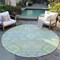Homeroots 8' Mint Green Blue And Ivory Round Oriental Washable Indoor Outdoor Area Rug 597700 - alternate 2