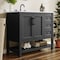 Flash Furniture Vega 42in. Vanity w/Sink, Blk Hardware, Soft Close, Open Shelf & 3 Drawers, Carrara Marble, Blk/Wht FS-VEGA42-BK-HDBLK-GG - alternate 3