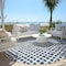 Homeroots 8' Navy Blue And Ivory Round Geometric Washable Indoor Outdoor Area Rug 583308 - alternate 2