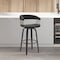 Armen Living Topanga 26in Swivel Black Wood Counter Stool in Black Faux Leather with Golden Bronze Metal LCTOBABLKBLK26 - alternate 3