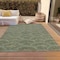 Homeroots 3' X 5' Olive Green Fern Green And Silver Geometric Washable Indoor Outdoor Area Rug 615212 - alternate 2