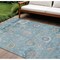 Homeroots 8' X 10' Teal Blue And Aqua Floral Washable Indoor Outdoor Area Rug 609519 - alternate 1