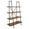 Homeroots 79" Black And Brown Metal and Solid Wood Four Tier Step Bookcase 475906 - alternate 2
