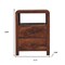 Homeroots 24" Brown Solid Wood Two Drawer Nightstand 651488 - alternate 3