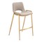 Homeroots Set of Two 26" Beige And Gold Faux Leather And Steel Low Back Counter Height Bar Chairs 555657 - alternate 2