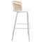 Leisuremod Ervilla Wicker Bar Stool with Fabric Seat and White Powder Coated Steel Frame, White EBW-31W - alternate 2