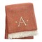 Homeroots 55" X 70" Terra Cotta White Herringbone Cotton Blend A Initial Throw Blanket w/ Tassels Embroidery 680598 - alternate 1
