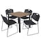 Regency Square Kee Breakroom Table W/ 4 Zeng Stack Chairs, 36 in W, 36 in L, Noble Oak TB3636NOBPBK44BK - alternate 1