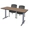 Regency Kobe T-Base Training Seminar Table W/ 2 Knight Mesh Chairs, 60 in W, 24 in L, Noble Oak MTRCT6024NOGY56CBK - alternate 1
