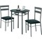 Monarch Specialties Dining Set - 3Pcs Set / Black / Silver Metal I 3095 - alternate 1