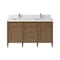 James Martin Vanities Brittany 60" Dbl Vanity, Pecan w/ Sgl Hole 3 CM White Zeus Silestone Top and Matching Backsplash 655-V60D-PCN-1WZ - alternate 1