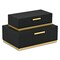 Homeroots Set of Two Black And Gold Striped Nesting Storage Boxes With Lids, 2PK 712925 - alternate 1