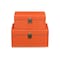 Homeroots Set of Two Orange Wood And Fabric Box With Lid, 2PK 489393 - alternate 2