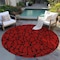 Homeroots 8' Red And Black Round Geometric Washable Indoor Outdoor Area Rug 599240 - alternate 2