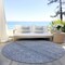 Homeroots 8' Sky Blue And Ivory Round Abstract Washable Indoor Outdoor Area Rug 605574 - alternate 2