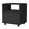 Homeroots 21" Black Wood One Drawer Nightstand with Integrated Tech 518168 - alternate 1
