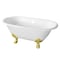 Kingston Brass 60" Cast Iron Oval Double Ended Clawfoot Tub, No Faucet Drillings, White/Polished Brass VCTND603119NC2 - alternate 1