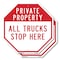 Signmission Private Property All Trucks Stop He, 6 inch X 6 inch, Plastic Sign, 2PK OC-P-2PACK-6-150 - alternate 1