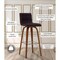 Armen Living Vienna 30" Swivel Bar Stool in Walnut Wood Finish with Brown Faux Leather LCVIBABRWA30 - alternate 3