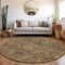Homeroots 8' Brown Charcoal And Brick Red Round Damask Washable Indoor Outdoor Area Rug 603307 - alternate 2
