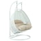 Leisuremod White Wicker Hanging 2 person Egg Swing Chair with Beige Cushions ESCW-57BG - alternate 2