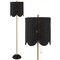 Jonathan Y Joel 63.5" Coastal Bohemian Scallop Shade Rattan/Metal LED Floor Lamp w/ Pull Chain, Black/Brass Gold JYL1153C - alternate 1