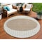 Homeroots 8' Ivory And Brown Round Striped Washable Indoor Outdoor Area Rug 597171 - alternate 2