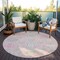 Homeroots 8' Pink Ivory And Gray Round Damask Washable Indoor Outdoor Area Rug 599444 - alternate 2