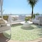 Homeroots 8' Artichoke Green And Ivory Round Geometric Washable Indoor Outdoor Area Rug 595045 - alternate 2