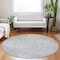 Homeroots 8' Silver And Gray Round Abstract Washable Indoor Outdoor Area Rug 588794 - alternate 2