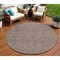 Homeroots 8' Brown And Ivory Round Geometric Washable Indoor Outdoor Area Rug 602349 - alternate 1