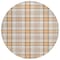 Homeroots 8' Peach And Beige Round Plaid Washable Indoor Outdoor Area Rug 601346 - alternate 3
