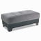 Homeroots 48" Gray and Brown Chenille And Faux Leather Tufted Storage Ottoman 608927 - alternate 2