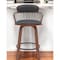 Homeroots 26" Black And Wood Brown Faux Leather Swivel Low Back Counter Height Bar Chair 534442 - alternate 2