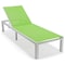 Leisuremod Marlin White Aluminum Patio Chaise Lounge Chair Set of 2 with Square Fire Pit Table, Green MLWCF21-77G2 - alternate 2