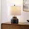 Jonathan Y Malone 20" Modern Transitional Ribbed Tapered Ginger Jar Resin/Metal LED Table Lamp, Black JYL5517A - alternate 2