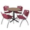 Regency Round Cain Breakroom Table W/ 4 M Stack Chairs, 30 in W, 30 in L, Noble Oak TB30RNDNO47BY - alternate 1