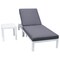 Leisuremod Chelsea Modern Outdoor White Chaise Lounge Chair With Side Table & Blue Cushions CLTW-77BU - alternate 3